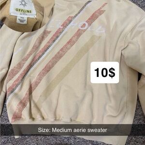 Aerie Multicolor Striped Beige Sweatshirt